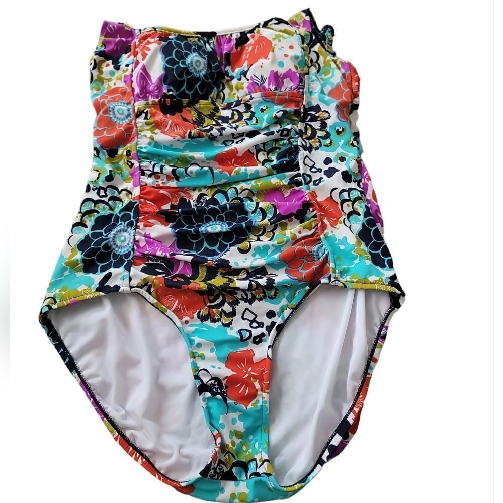 Catalina Floral Print One-Piece Swimsuit Sz 16 - Picture 3 of 8